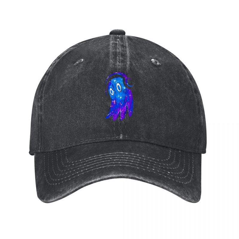 Octopus Design Washed Cotton Baseball Cap Black Embroidered Logo Casual Adjustable Hat for Unisex and Women Streetwear Style