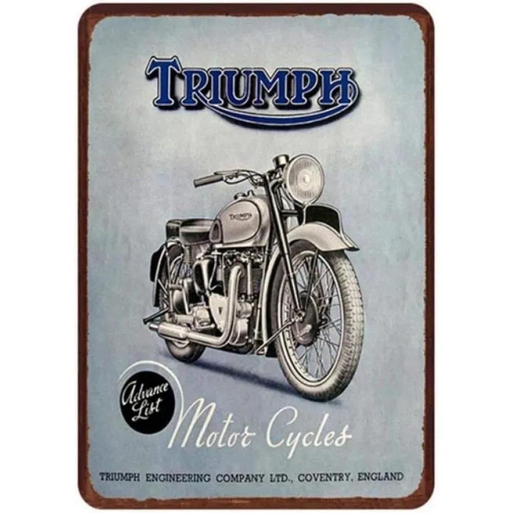 

Металеві бляшані знаки мотоциклів Triumph Norton, вінтажні настінні плакати, ретро залізна картина, металева табличка для бару, кафе, гаража, дому 20x30cm（7.8x11.8inch）