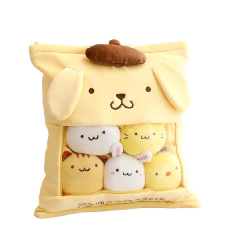 Cute Cartoon Style Three-layered Plush Cushion With 5 Mini Dolls Perfect Gift For Kids And Girlfriends