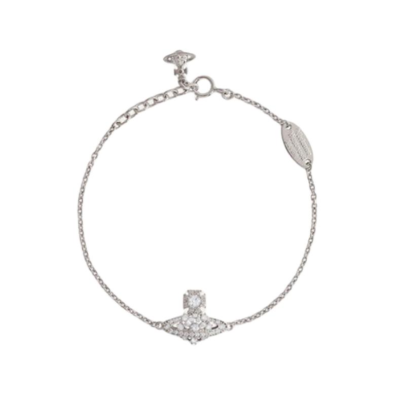 

Vivienne Westwood Silver Plated Cubic Zirconia Bracelet With Inlaid Details Women bracelet 6102020A01P102 Box+Shopping Bag