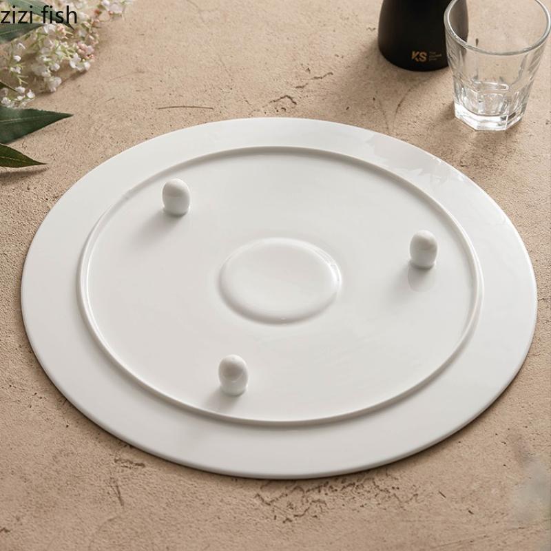 White Ceramic Flat Plate Three Legged Dining Plates Sushi Plates Pasta Dish Dessert Bowl Sashimi Plate Fruit Dish Dim Sum Dish