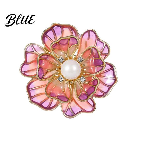 Long-lasting Brooch Women Sparkling Rhinestones Imitation Pearl Flower Shape Lapel