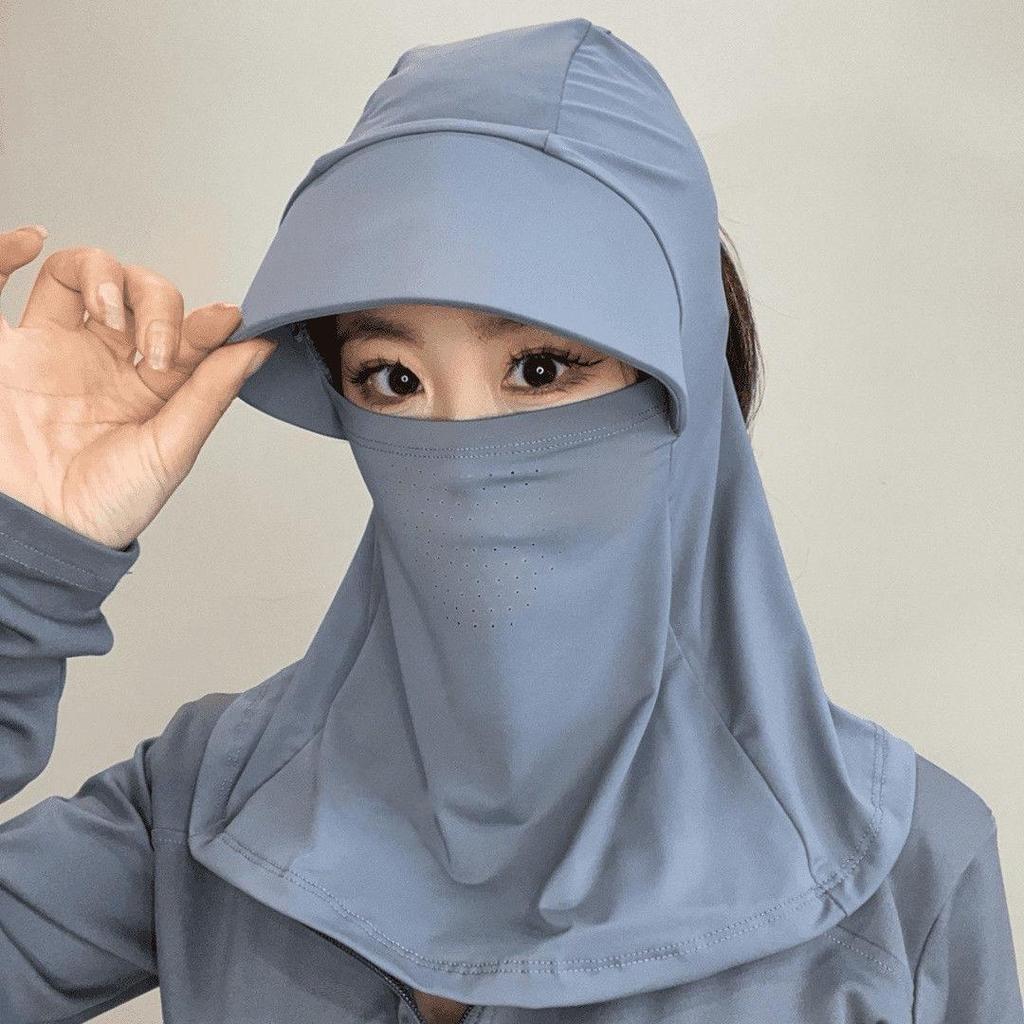 Sun Protection Hat with Integrated Mask - UV-Resistant, Dustproof, Ideal for Summer Outdoor Activities like Cycling and Tea Picking
