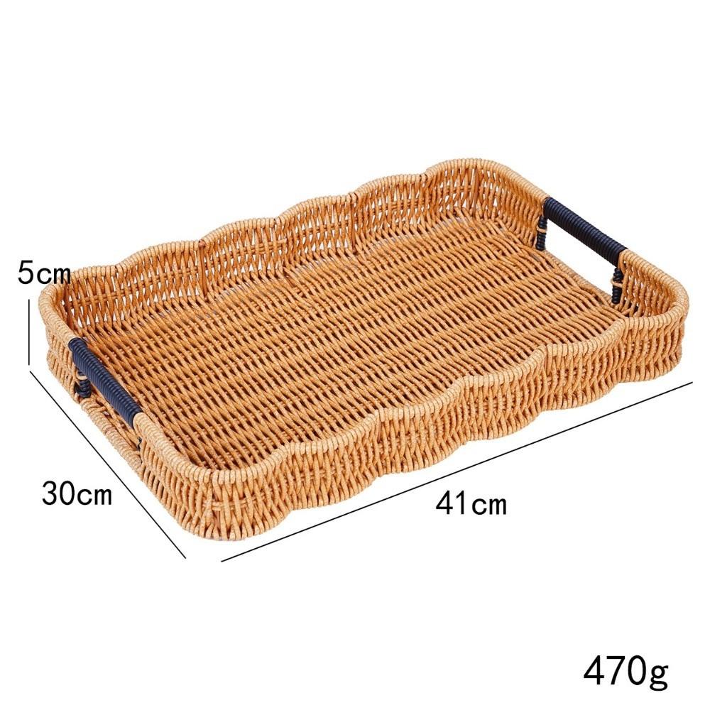 Retro-Stil Weiden-Serviertablett Handgeflochtenes Kunststoff-Rattan-Aufbewahrungstablett Küchenaufbewahrung