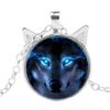 Unisex Jewelry Retro Wolf Head Pendant Cabochon Long Chain Sweater Necklace