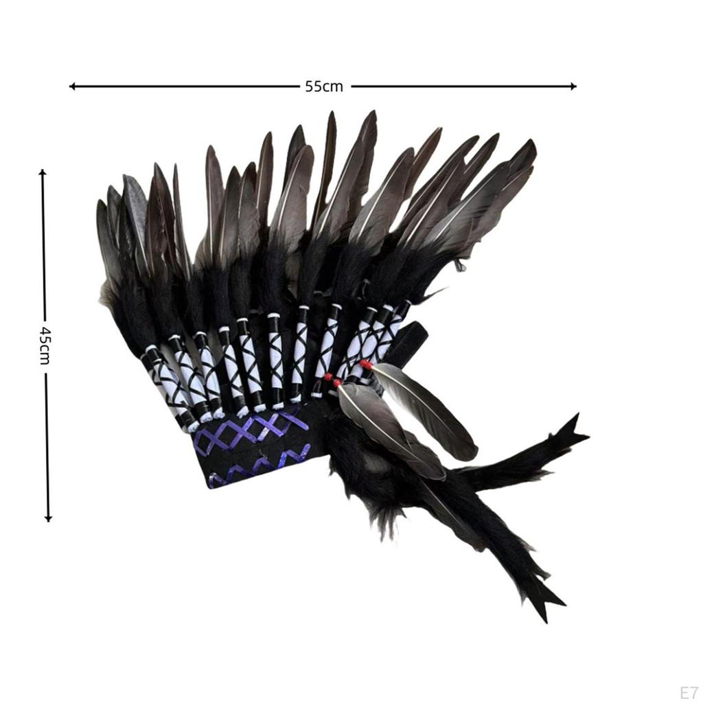 Cocar de Penas Artificiais de Nativo Americano para Fantasias Multiuso