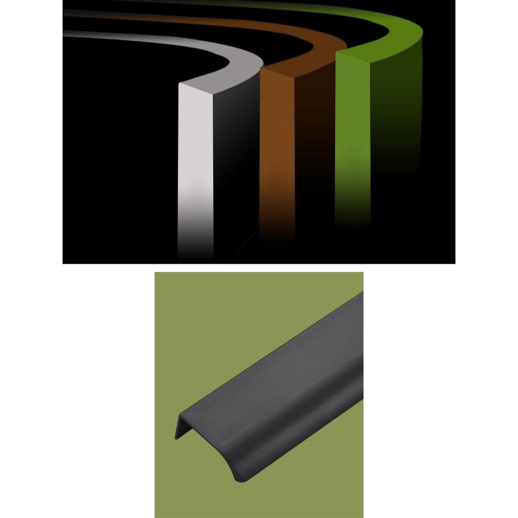 Flat Black Aluminum Finger Concealed Handle for Home Kitchen Door Drawer Cabinet Furniture Hardware