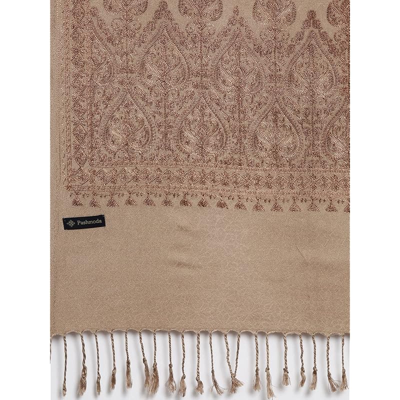 Pashmoda Women Shalimaar Kashmiri Aari Embroidery Stole ( 1X2 CM)