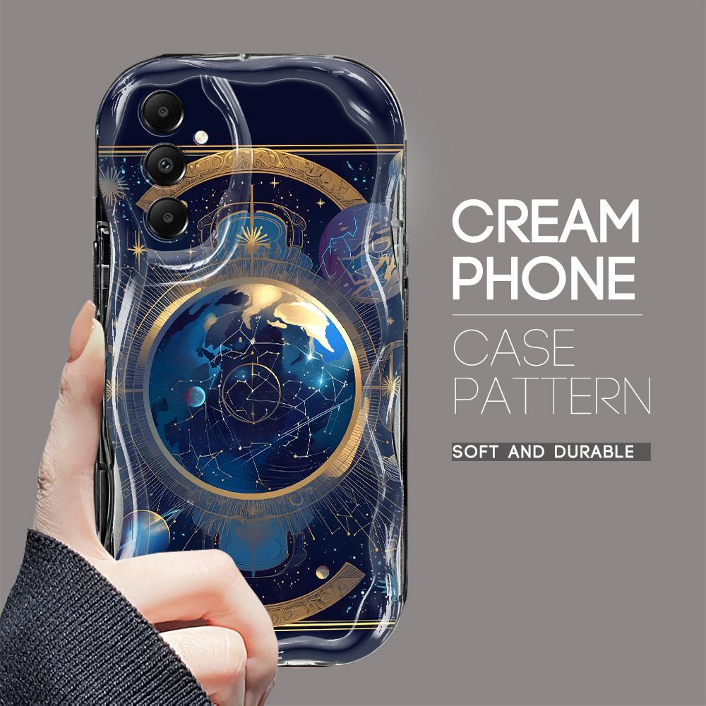 

Милый мультяшный узор, кремовая текстура, мягкий силиконовый чехол с волнистыми краями, чехол для телефона Samsung Samsung A04 чёрный