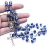 Catholic Rosary Necklace Crystal Beads Medal Cross Crucifix Pendant Fashion Religious Jewelry for Women Baptism Gift
