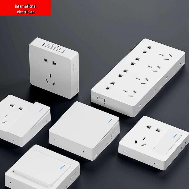 Priză electrică ultra-subțire de 16A cu montaj aparent cu panou de perete cu cinci găuri pentru uz casnic și pentru aparat de aer condiționat