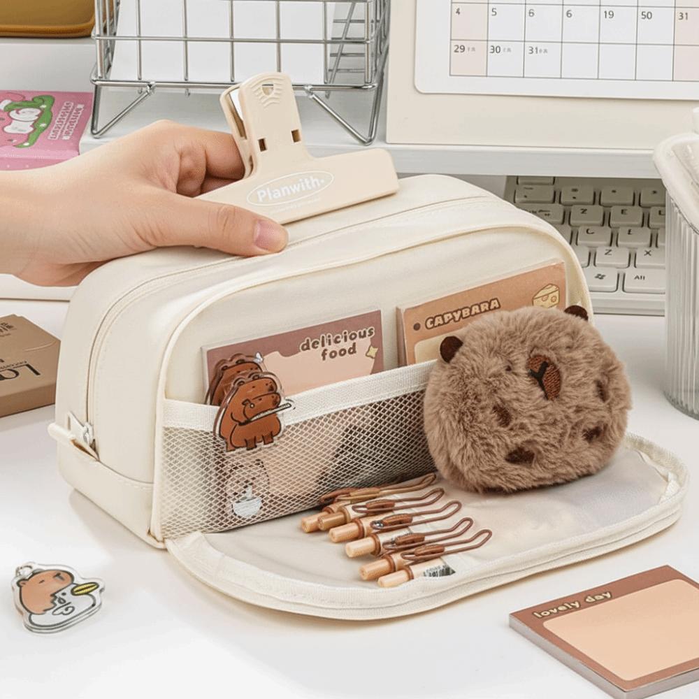 Large Capacity Pencil Bag Simple Design Double-layer Pencil Case Stationery Storage High-value