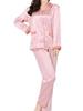 Silk Long Leaf Jacquard Top and Bottom Size M Women's Pajamas, Open-Front, Sleeves, 100% Silk, Thick, Pattern, Weave, Set,