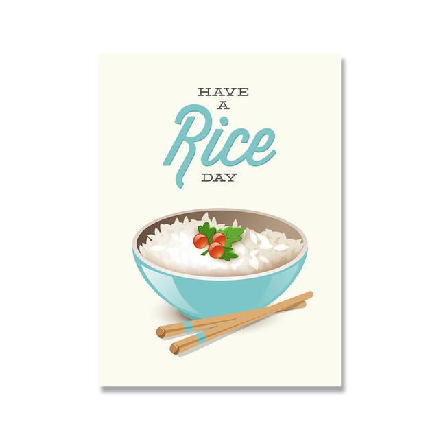 Bowl Food Posters and Prints Rice Noodle Egg Pho Canvas Painting Nordic Wall Art HD Picture Modern Kitchen Restaurant Home Decor