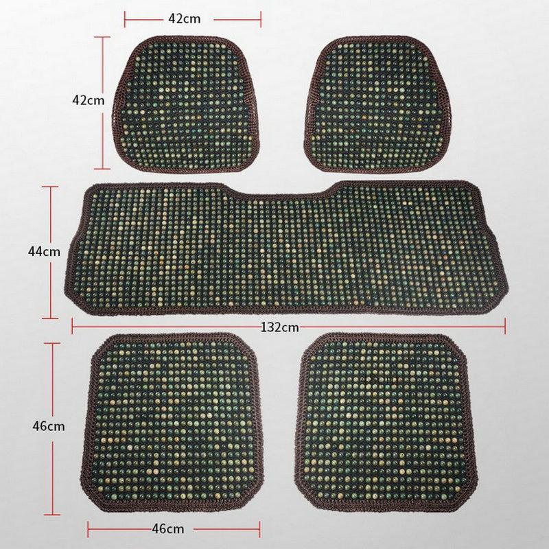 Four Seasons Universal Car Seat Cushion Set: Cooling Summer Pad with Breathable Wooden Beads and Bodhi Rattan Mat