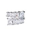 European and American style, oversized, double-row, square-cut cubic zirconia open ring Rectangular stepped drill with alternating wide faces