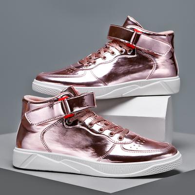 Tide Trend Men's Women's Hightop Sneakers Couples Students Walking Casual Skateboard Shoes Golden Black Pink Boots