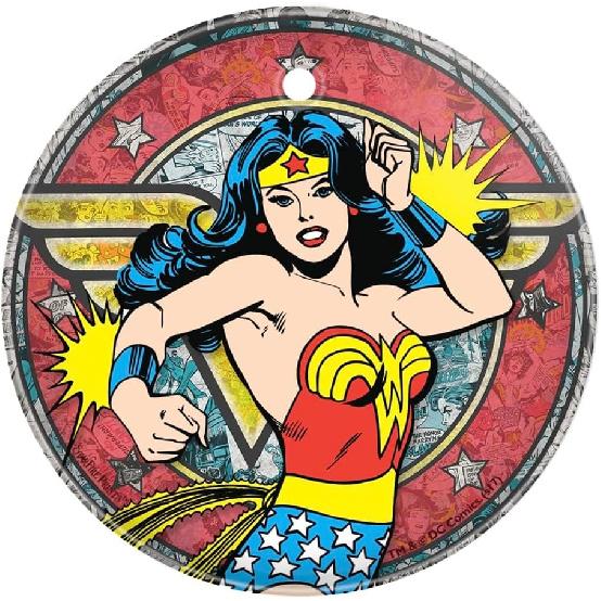 DC Comics – Чудо-женщина Ретро - Звездный Огонь Prints Стекло Арт - 3,5” Круглое Стекло Арт - Идеально для Подарка и Коллекционирования – Официально Лицензировано