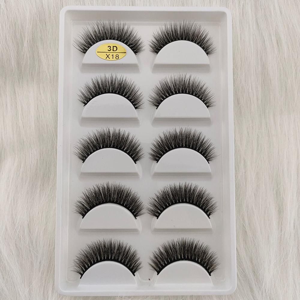 3D Nerz Falsche Wimpern 5 Paare Flauschiges Volumen Feine Wimpern Natürlich Aussehende Streifenbüschel für Party Tägliches Natürliches Nude-Make-up