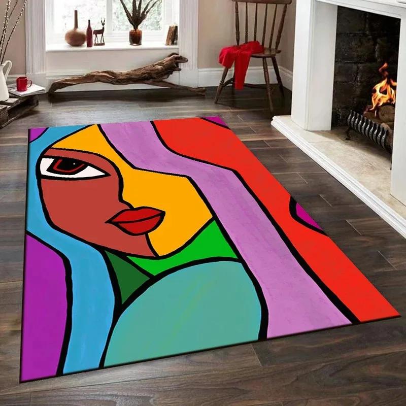 Picasso Abstract Style Painting Printed Carpet Fashion Non-slip Rug Living Room Bedroom Bathroom Kitchen Door Mat Decor Gift