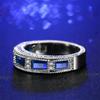 Blue Gem Created Blue Crystal Silver Color Wedding Cubic Zirconia Finger Ring Crystal Brand Jewelry for Women R467