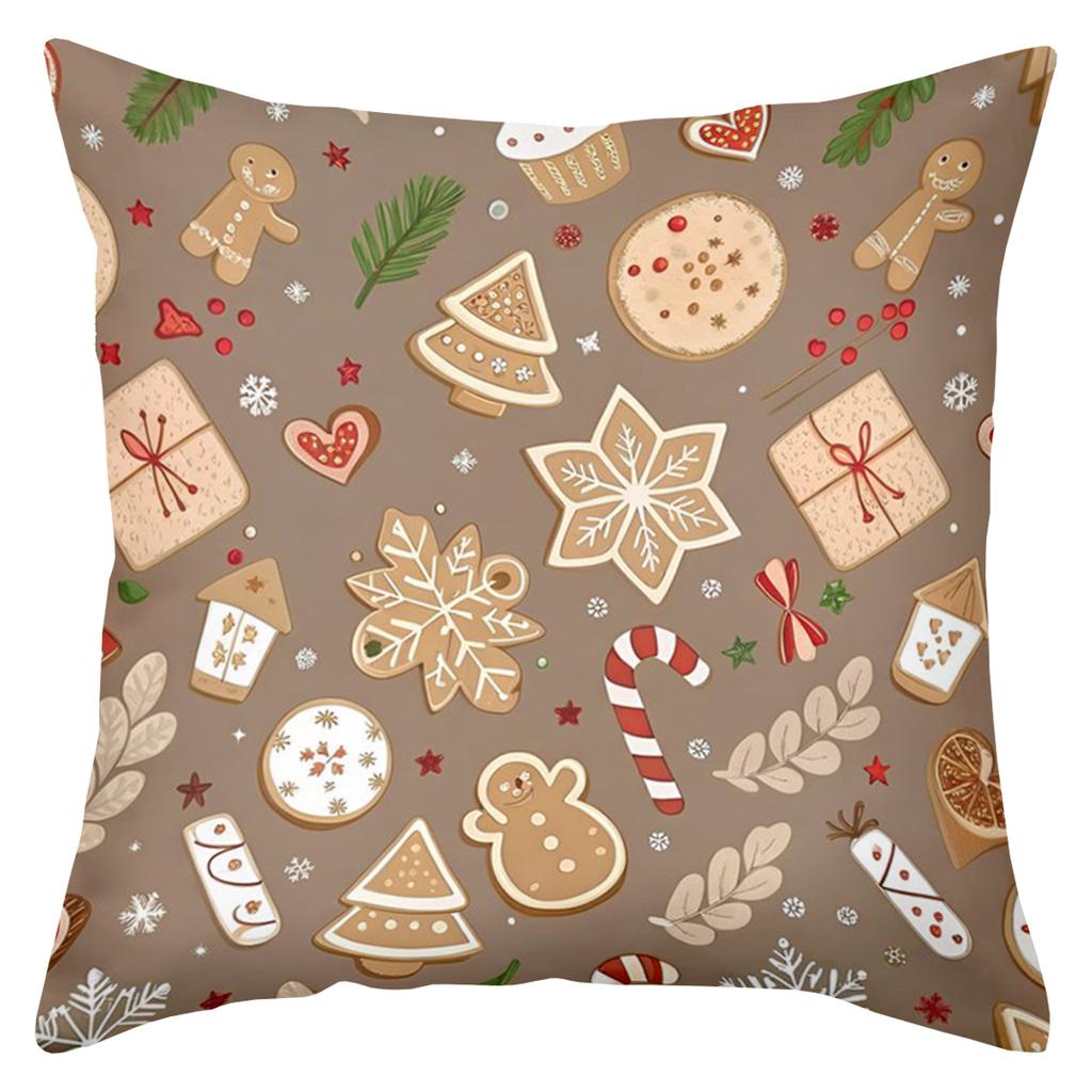 1 Pieces Christmas Patterned Cushion Covers With Cookie Design Polyester Pillowcase, Sofa Cushion Cov Headboard Pillow