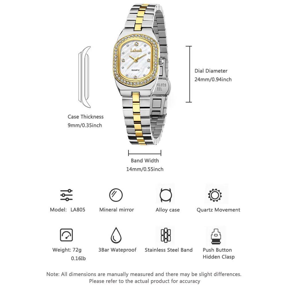 Women Elegant Steel Quartz Watches Round Dial Rhinestone Calendar Wristwatch Waterproof Classic Roman Scale Dress Watch Birthday Gift for Ladies