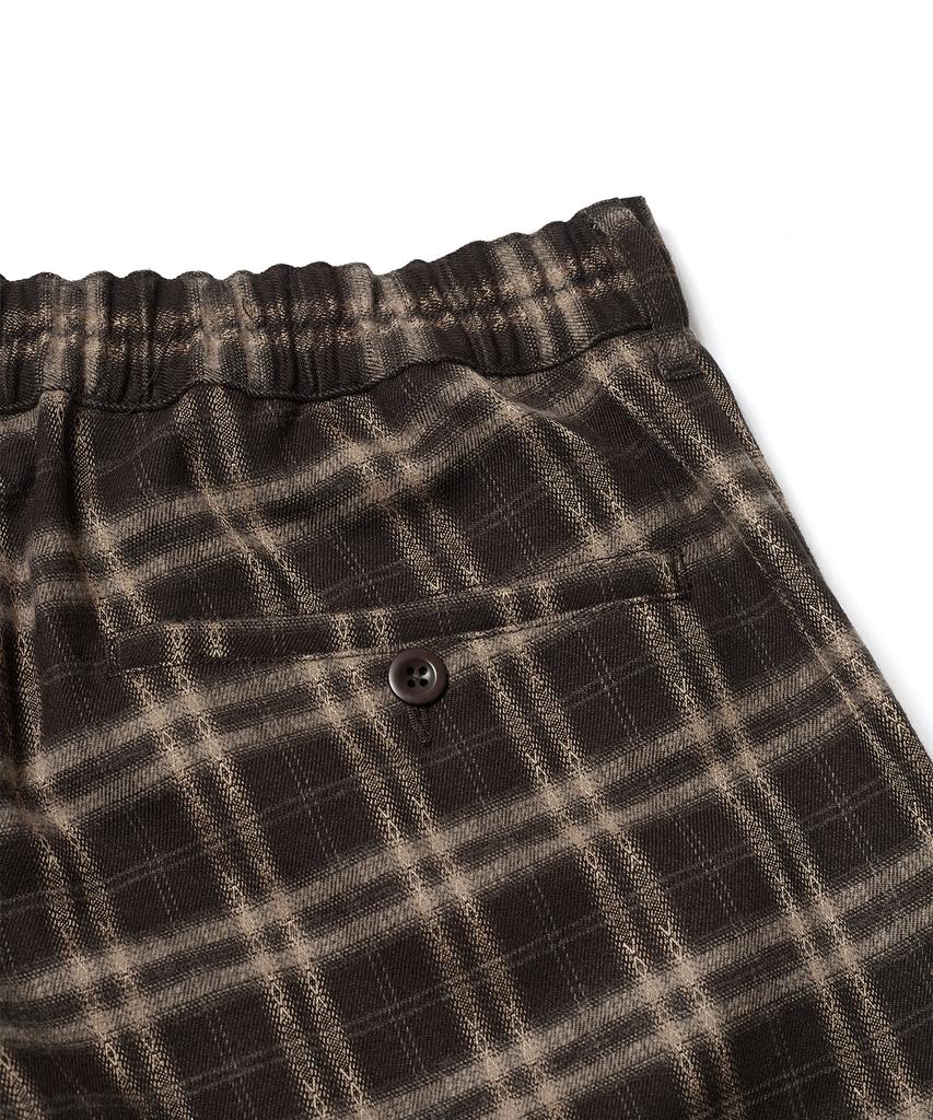 ESFAI Draped Plaid Wide Pants (Brown)