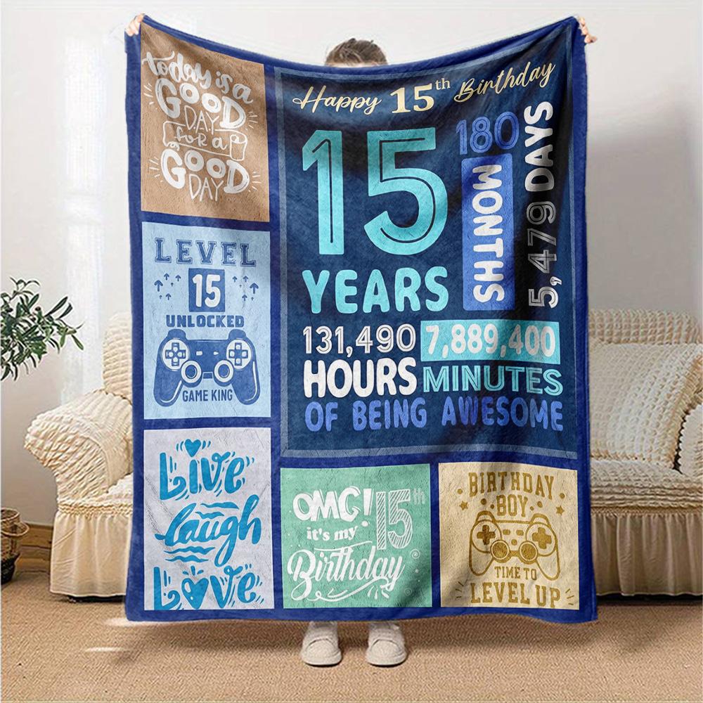15Th Birthday Celebration Lightweight Blanket Ultra-Soft Great for Sofa Couch Office Bed Seasons Universal Versatile Accessory Gifts Y9