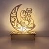 Wooden Eid Decoration Night Light Ramadan Desktop Ornament DIY LED Lamp Crafts Islamic Muslim Home Party Decoration Gifts