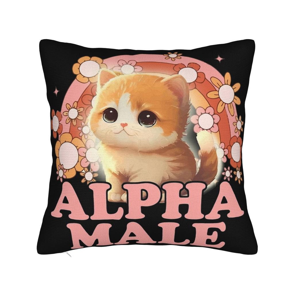 Alpha Male Cat Kitten Funny Pillow Covers Product Printed Cushion Cover Decorative Pillow Case Cover Home Multiple Sizes