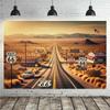 1, Route 66 Background Cloth, Background Decoration, Room, Photo Studio Prop - Suitable for Home Decoration, Parties