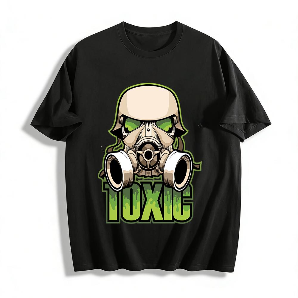 Toxic Gas Mask Skull Print Casual Trendy Short Sleeve T-Shirt Pure cotton T-shirt XXS