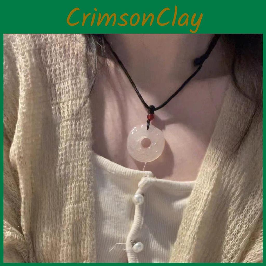 Mixed Material Pixiu Peace Buckle Necklace Animal/zodiac Shape O-chain Style Ethnic Fashion Accessory