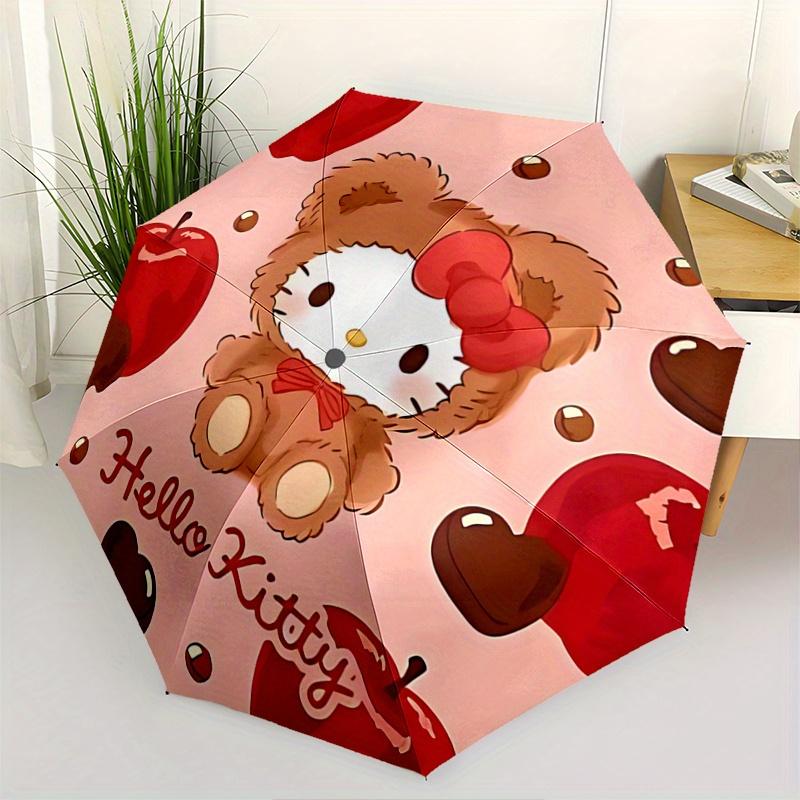 

1pc Apple & Hello Kitty Automatic Folding Umbrella - 3 Folding Design, Vivid Cartoon Pattern, Suitable for Outdoor Activities, A Gift for Fans In All
