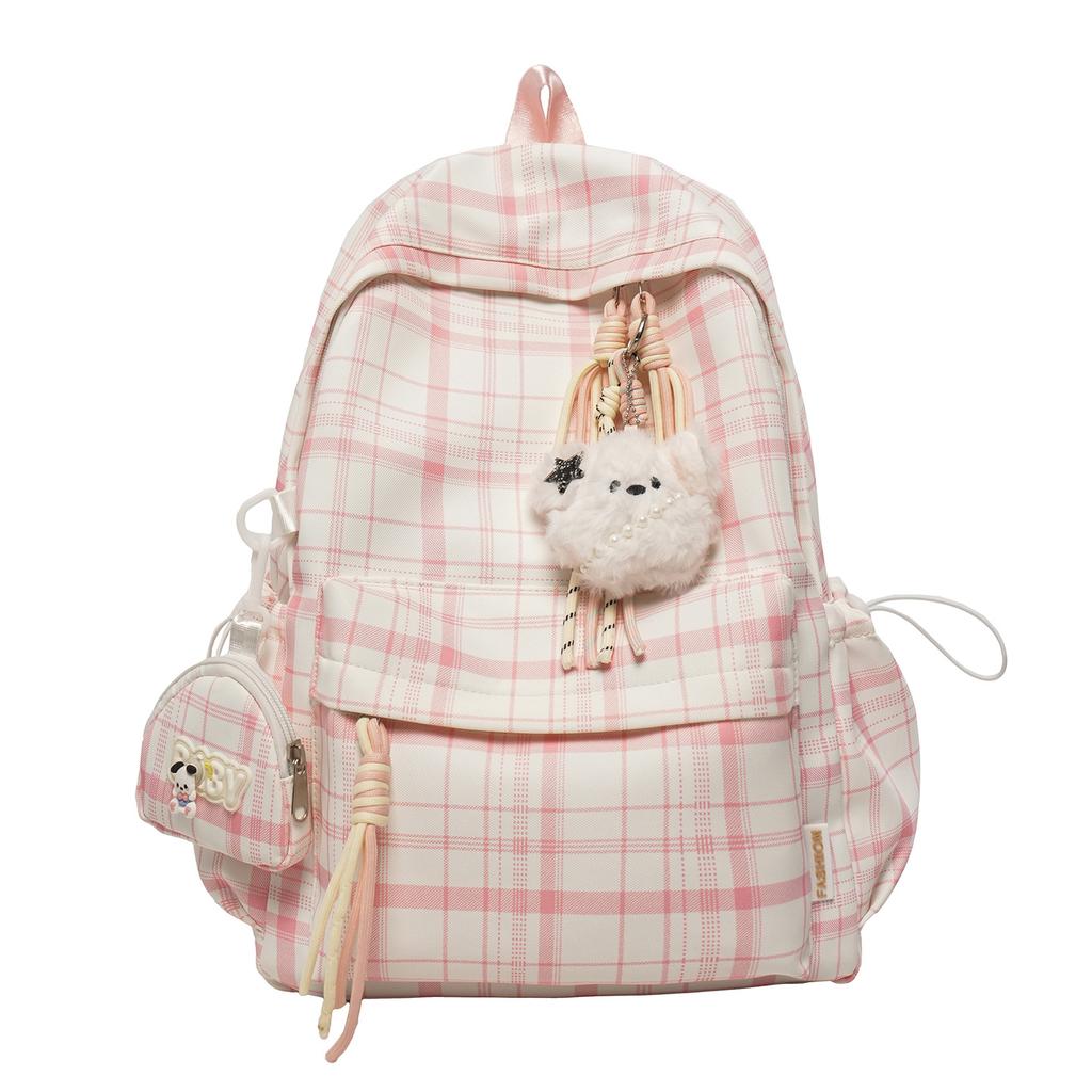 Schoolbag New Schoolbag Women's Summer Plaid Retro Literary Ins Style Niche Design Versatile Simple Large Capacity Backpack