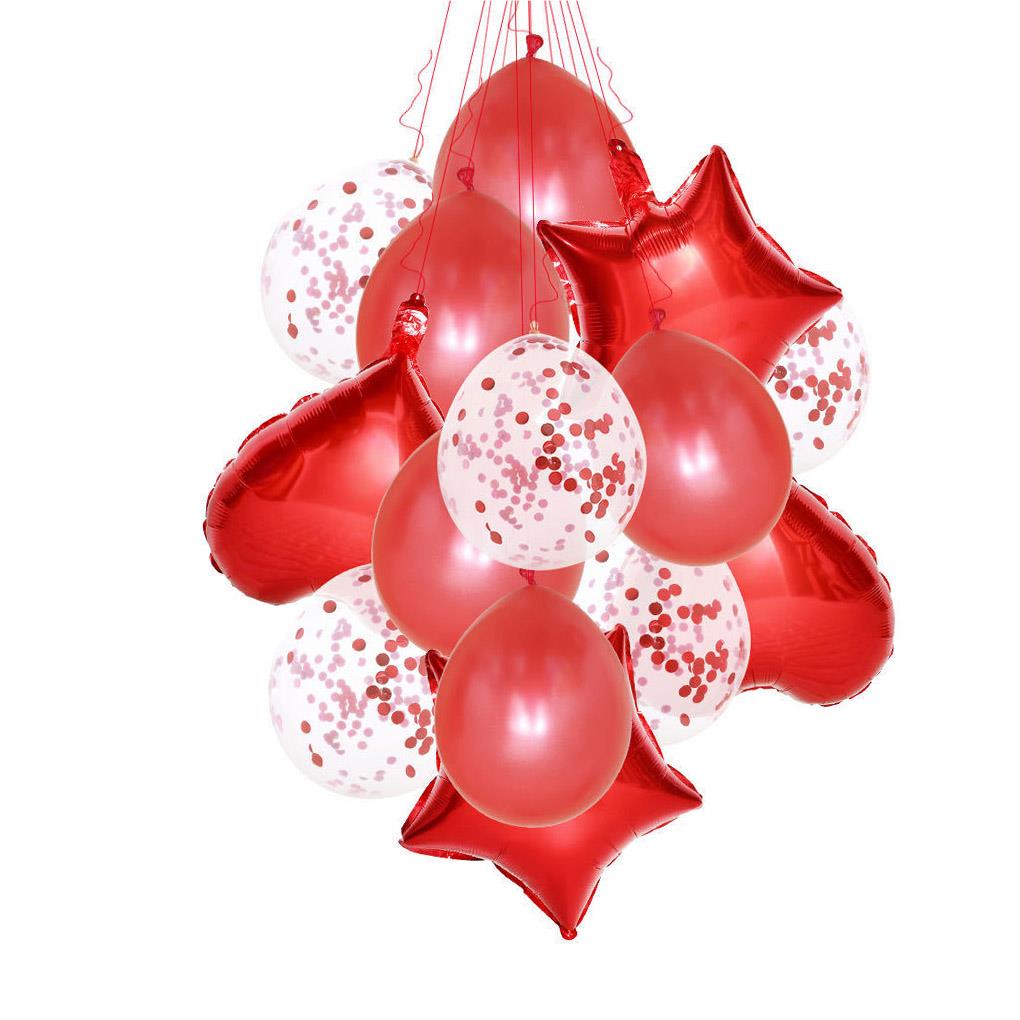 

14 шт./набор воздушных шаров с конфетти на день рождения, розово-золотые гелиевые шары красный