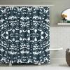 Blue White Waterproof Shower Curtain with Black Patterns for Bathroom Decor 3D Printed Fabric Waterproof Bath Towel Cover In Blu