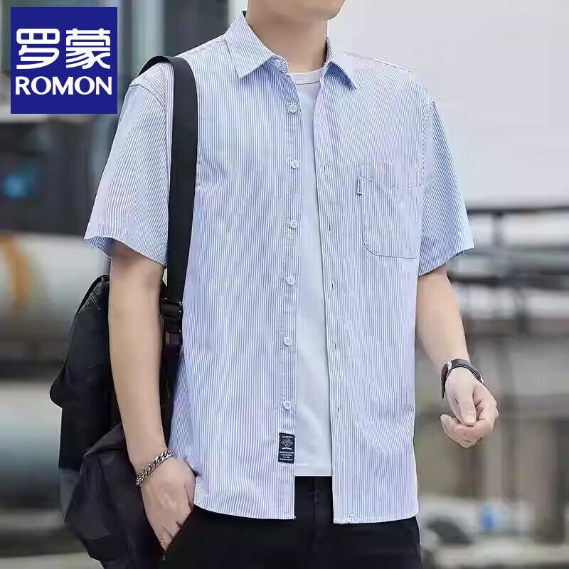 Romax Men s Striped Short Sleeve Cotton Shirt 3XL