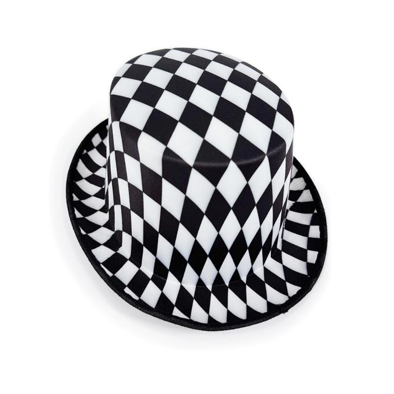 Unisex Checkered Jazz Cabaret Hat Soft Cotton Fabric Perfect For Themed Parties Event
