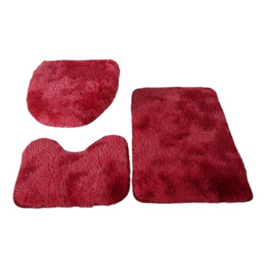 Yousheng 3Pcs/Set Bathroom Rug Absorbent Non Slip Floor Mat U-Shaped Plush Mat Toilet Lid Cover Mat with Rubber Backing for Bathroom Shower Toilet