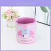 Pu Cartoon Grid Round Storage Bin With Foldable Design For Desk Organization And Office Use