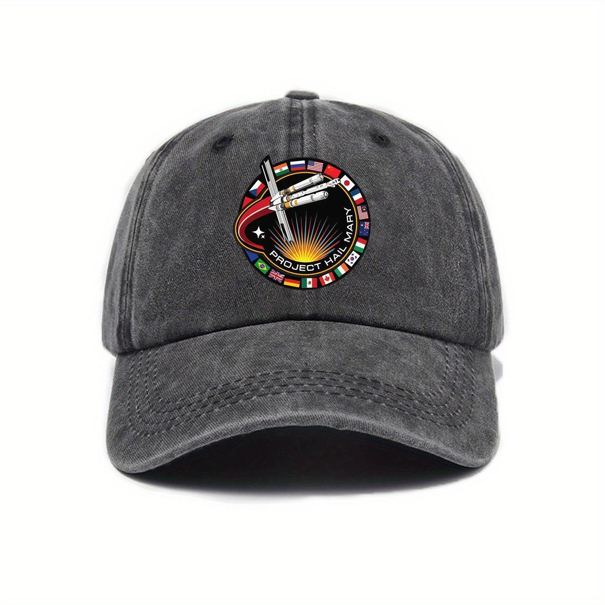 Cross-Border PROJECT HAIL MARY 6-Panel Curved Brim Soft-Top 100% Polyester Vintage Washed Sporty Common Adjustable Four Seasons Adjustable чёрный