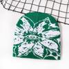 Unisex Jacquard Eye Flower Pattern Knitted Beanies Hat Fashionable Winter Warm Hiphop Bonnet Skull Hat for Men and Women
