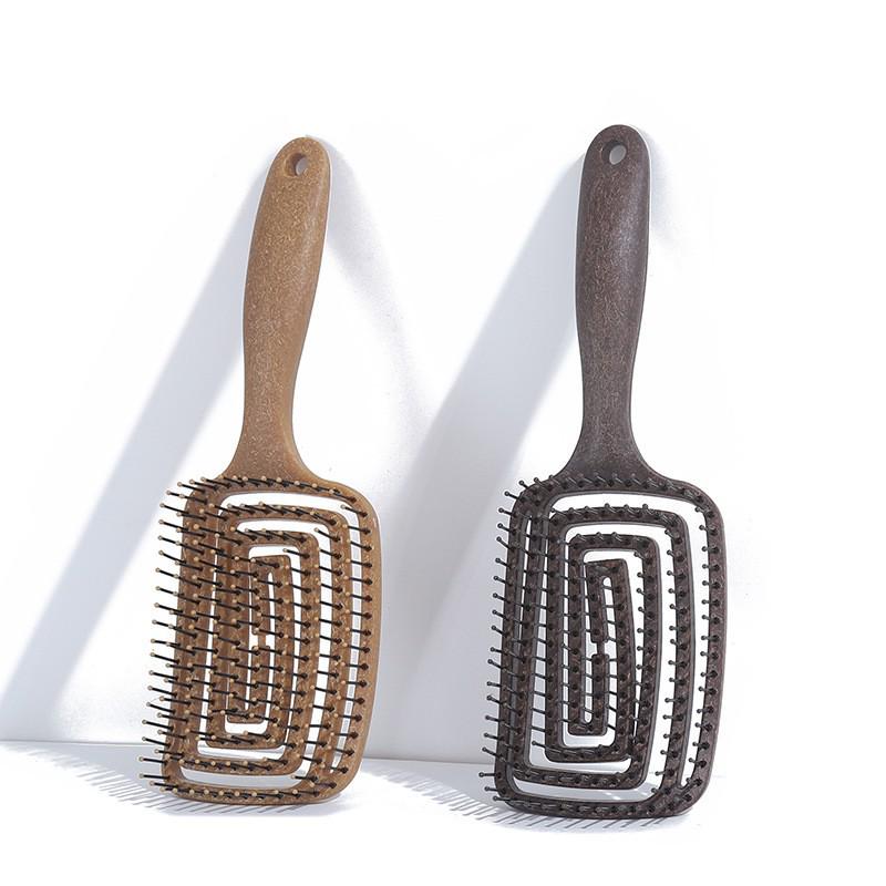 

Квадратная трансграничная расческа из кокосовой скорлупы для влажного/сухого расчесывания - Полая массажная и для гладкой укладки 24.5*8*2.5cm