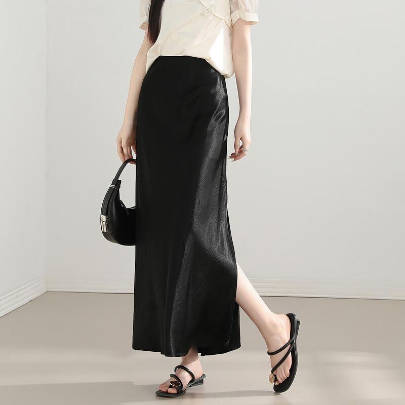 Demana Silky 100% Acetate A-line Midi Skirt