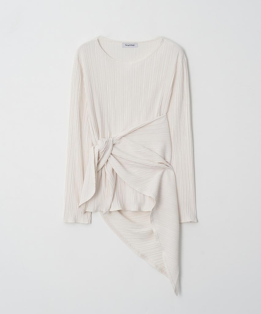 Meojiaenminggeul Iconic Pleats Wrap Scarf Blouse T (Ivory)