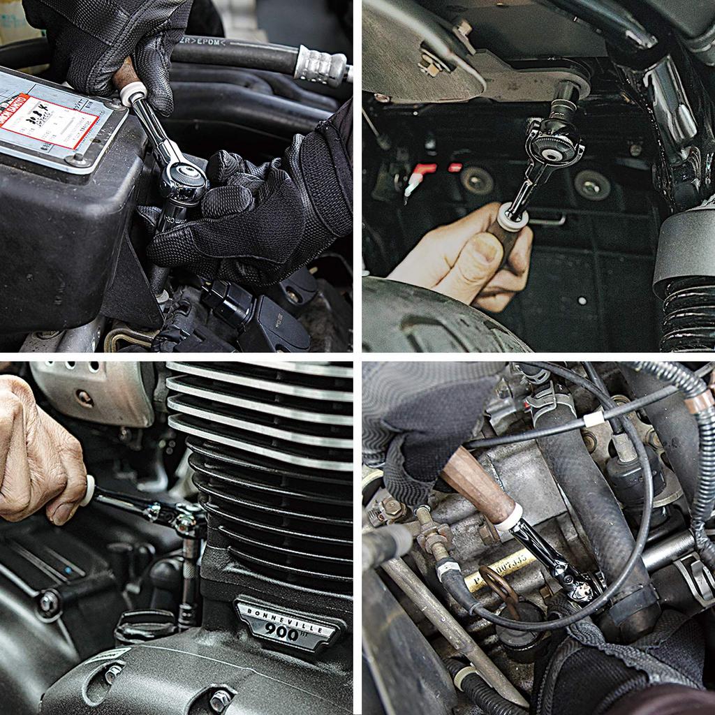 VESSEL Woody Swivel Socket Wrench Set Grip Inch Drive Non-Slip 1/4 (6.35mm) 21pcs. HRW2004M-SW