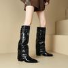 Women's Low-heeled Boots Autumn and Winter New European and American Thick-heeled Large-size Roman Medium Boots