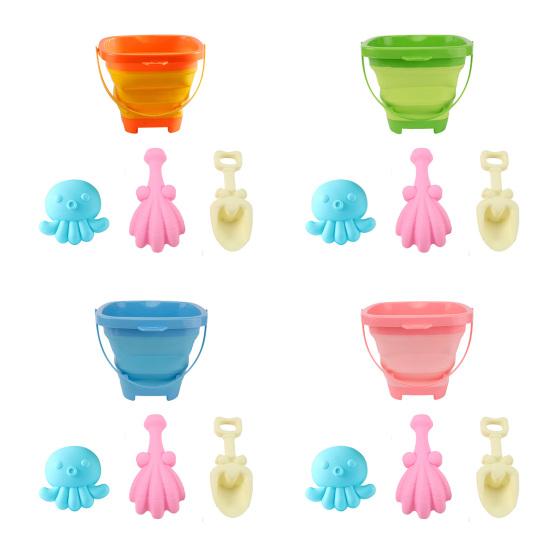 Kids Collapsible Beach Bucket Set with Sand Toys Portable Sand Digging Bucket Shovel Beach Sand Play Tool for Outdoor Play